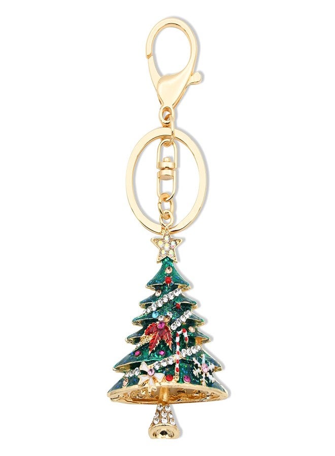 CXLL Rhinestone Keychain Christmas Tree Keychains Purse Bag Charm Pendant Keyring Christmas Gift for Girl Woman Lady (Christmas Tree-Green) - Image 1